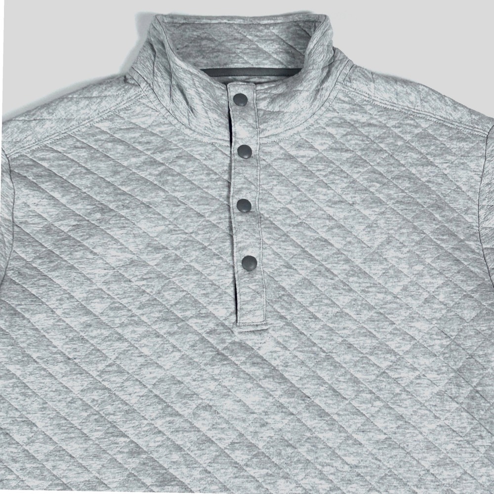 Rhone Gramercy Pullover Mens Large Quilted Fleece 1/4 Snap Mock Neck Gray - Picture 3 of 9